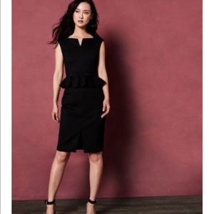 TED BAKER NADAED BOW DETAIL PEPLUM DRESS, BLACK